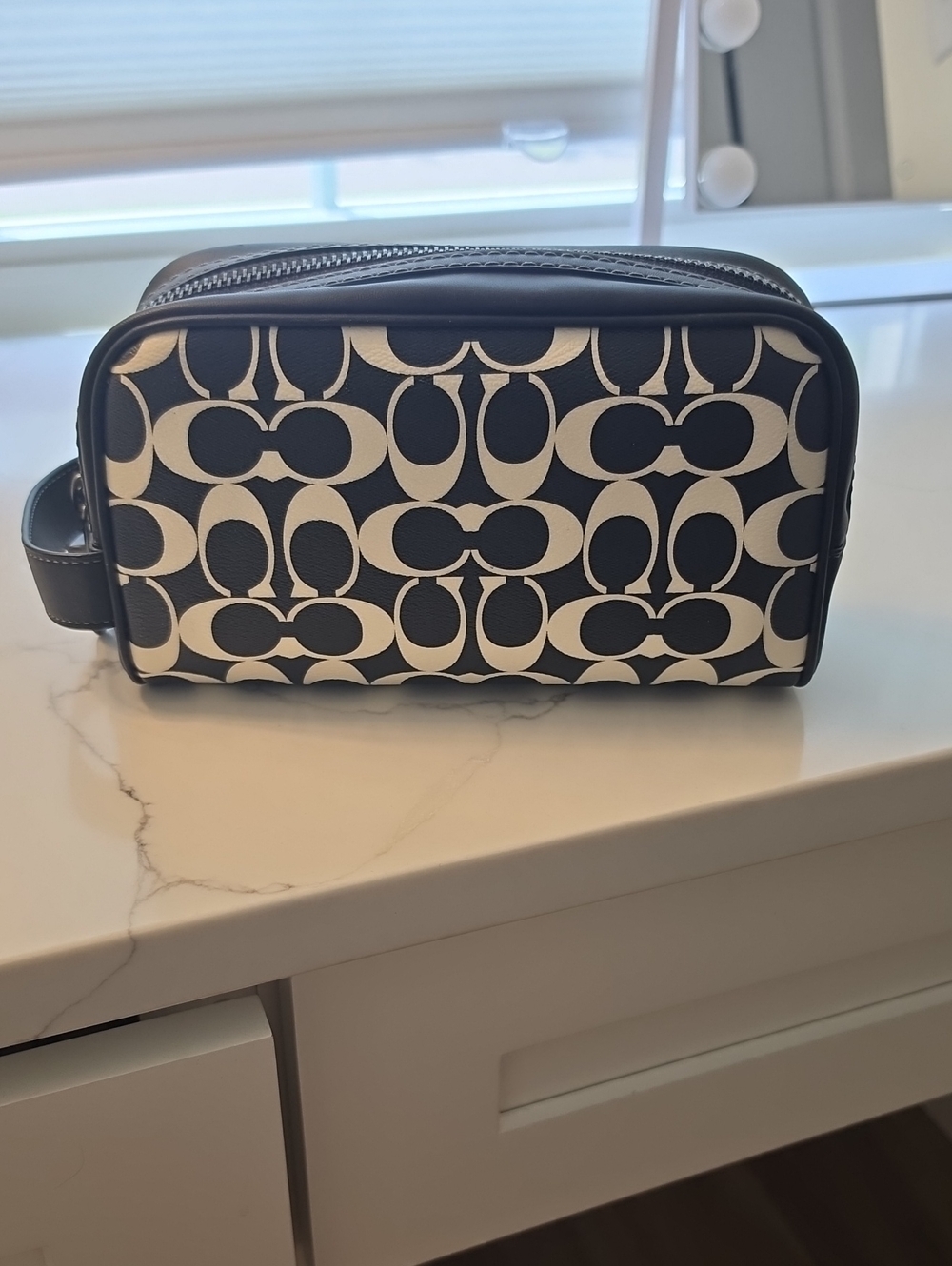Coach Black & Cream Signature Canvas Toiletry Kit